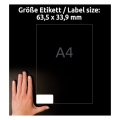 Etikety odolné Avery L7060-20, 63,5x38,1 mm, bílé, 20 listů