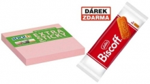 Bloček samol. Stick´n Extra Sticky 76x76 mm, růž., 2 ks-Akce